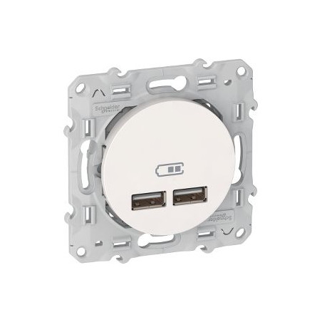 ODACE CHARGEUR USB DOUBLE ENTREE 230VAC BLANC